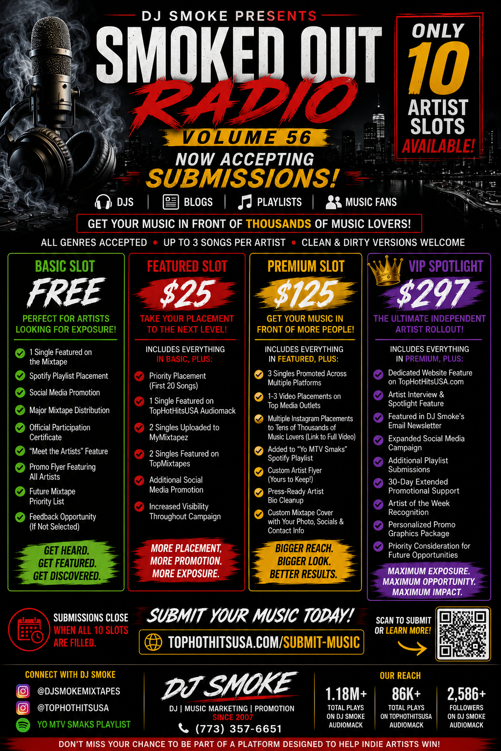 DJ Smoke Smoked Out Radio Vol. 56 independent artist submissions promo flyer